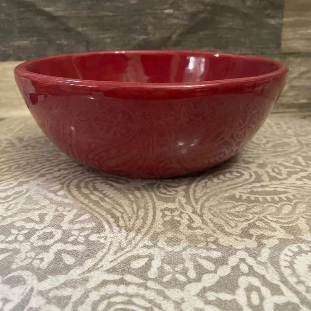 Pottery Barn Sausalito Red Serving Bowl Stoneware 7.5 Inch